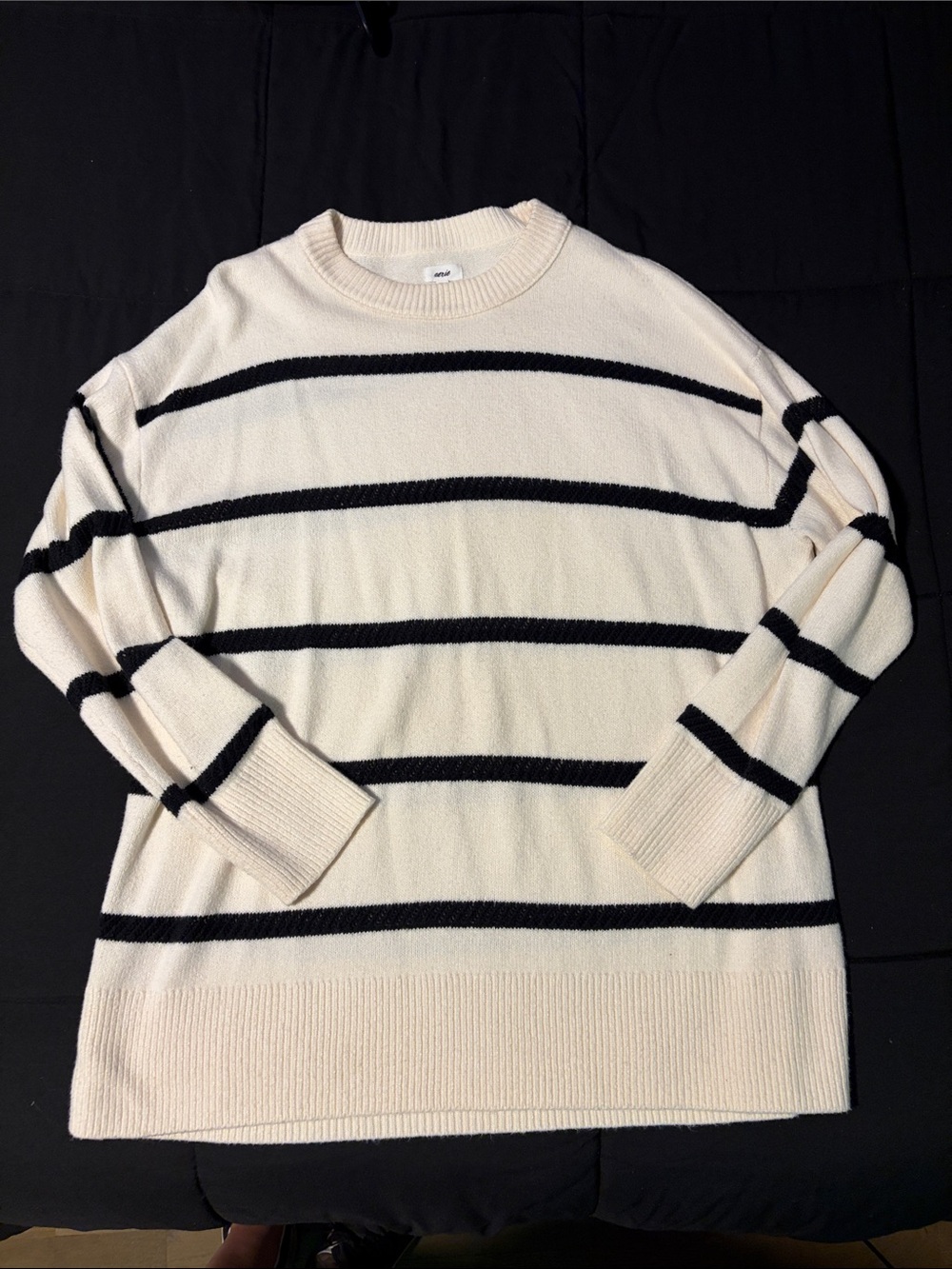 Arie oversized white & black striped sweater